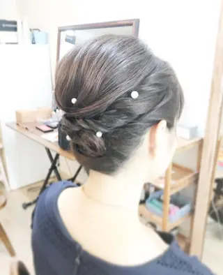 セミロング ヘアアレンジ ヘアセット/卒業式 袴着付け✨清水玲歌のヘアスタイル
