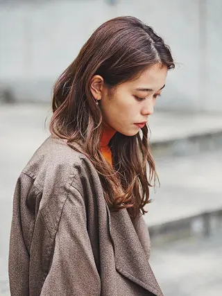 ミディアム セミロング カラー パーマ 酒井 麻里のヘアスタイル