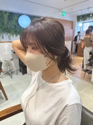 セミロング カラー レイヤー/韓国ヘア /顔周り/大久保貴之のヘアスタイル