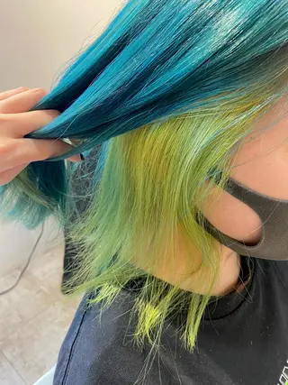 ミディアム カラー ブリーチなしWカラー /酸性ストレート河本のヘアスタイル