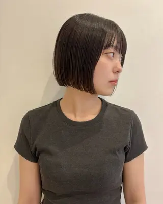 ショート 韓国ボブ/顔周り/べ ージュ/織田百華🎀のヘアスタイル