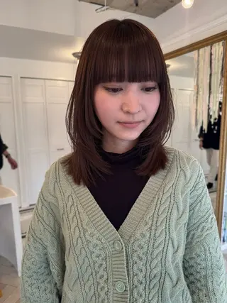 カラー ブリーチカラー🎀 韓国風/寺門美優のヘアスタイル