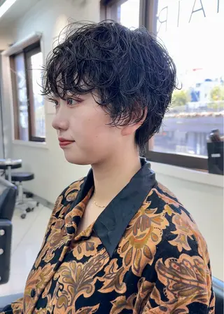 ショート カラー パーマ vain所属・パーマウルフショート 濱田匠のヘアスタイル