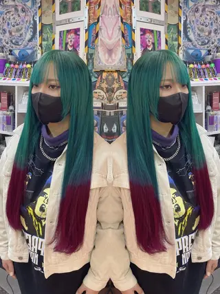 ロング カラー ヘアアレンジ haco+所属・🌈派手髪エクステ ブレイズ🌈ひろとのヘアスタイル