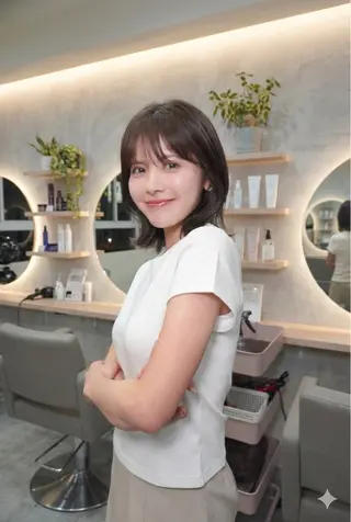 ミディアム カラー コテ巻き/パーマ/艶 透明感/荻原凜太郎のヘアスタイル