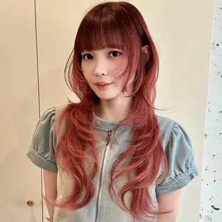 ロング 🌹ハッシュカット、 レイヤー韓国ヘア🌹のヘアスタイル