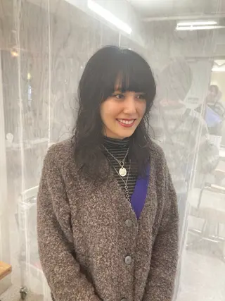 セミロング パーマ ウルフレイヤー エクステ/kokiのヘアスタイル