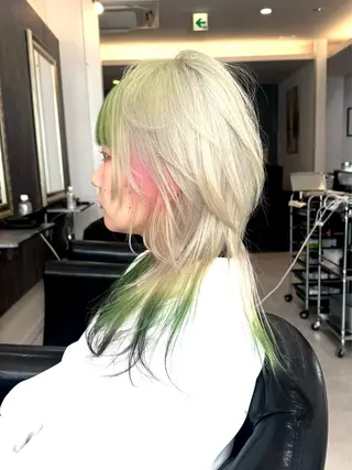 ミディアム カラー ハイトーン/レイヤー /ウルフ⭐️永田⭐️のヘアスタイル