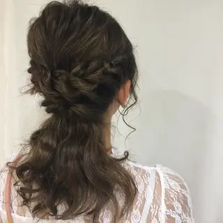 ミディアム カラー ヘアアレンジ きむえり/髪質改善 /セット/カラーのヘアスタイル