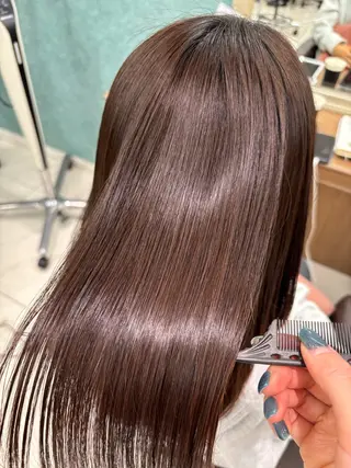 ミディアム パーマ 長妻莉央/縮毛矯正 髪質改善カラーのヘアスタイル