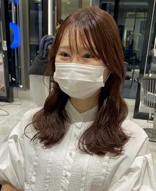 セミロング カラー ヘアアレンジ 顔周り/透明感/銀座 🩵りのせのヘアスタイル