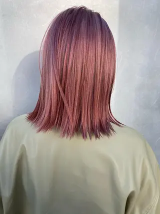 ミディアム カラー ハイトーン/ ボブ 中村麟のヘアスタイル