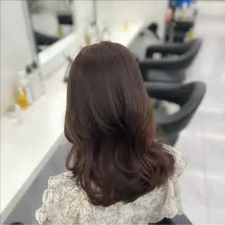 セミロング カラー パーマ ヘアアレンジ メンズ キッズ ブリーチなしカラー/ ブラウン/レイヤーのヘアスタイル