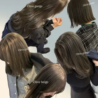 ロング カラー ミルクティー× グレージュMOMOのヘアスタイル