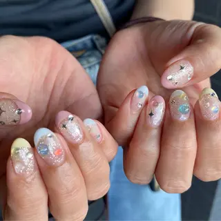 ネイル amuse 手書きニュアンスのネイルデザイン