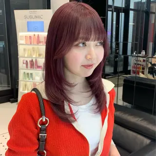 セミロング カラー ハッシュカット/ハイ トーン/MANAMIのヘアスタイル