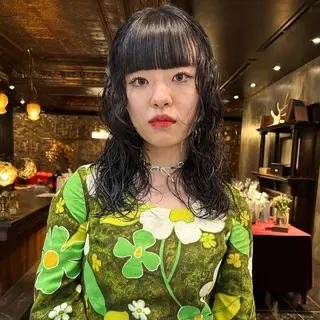 ミディアム パーマ ニュアンスデザイン/ SHOUTOのヘアスタイル