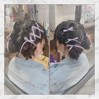 セミロング ヘアアレンジ ヘアセット/着付け 𓇼 松本 夏美𓇼のヘアスタイル