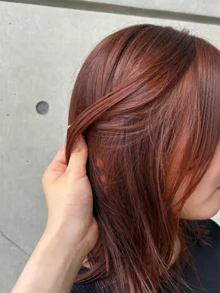 ミディアム カラー 暖色カラーワンカラー ななほ🌷⋆⭒˚のヘアスタイル