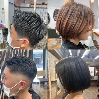 ショート カラー パーマ ヘアアレンジ メンズ 髪質改善/縮毛矯正/ 超高濃度水素ケアのヘアスタイル