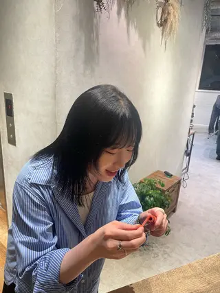 ミディアム カラー 上野 恵子のヘアスタイル