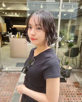 ショート パーマ ボブパーマコテ巻き風 パーマNo1深江秀平のヘアスタイル