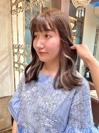 セミロング カラー Luce横浜店所属・yuu 🪴 透明感 カラー/メンズパーマのヘアスタイル