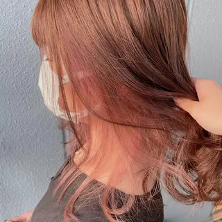 セミロング カラー ヘアアレンジ なつき/艶ピンク/ girly hairのヘアスタイル