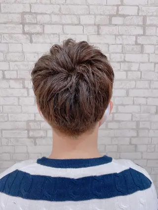 ショート カラー ヘアアレンジ メンズ ブリーチなし艶カラー 東家のヘアスタイル