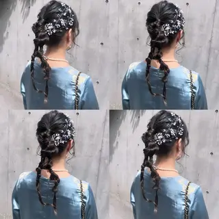 セミロング カラー ヘアアレンジ カジュアルを女っぽく 𝗮𝘆𝗮𝗰𝗼のヘアスタイル