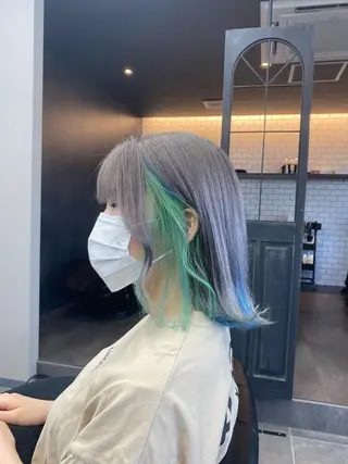 ミディアム maco 艶感ハイトーン🦋のヘアスタイル