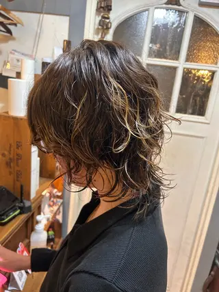 ミディアム パーマ 清水千優/パーマ/透 明感カラー/メンズのヘアスタイル