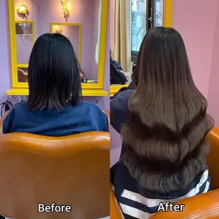 ロング シール+ちび編み込み エクステ梅田🐨のヘアスタイル