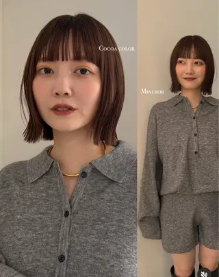 ミディアム おしゃれボブ/暖色 カラー🧶いろはのヘアスタイル