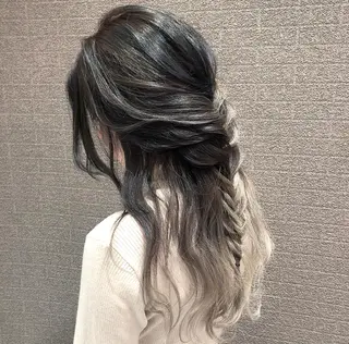 ロング カラー ヘアアレンジ アンドウ ユウ/ レイヤーカット/韓国のヘアスタイル