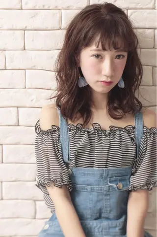 セミロング カラー ハイライト/ブリーチ バレイヤージュ関佳祐のヘアスタイル