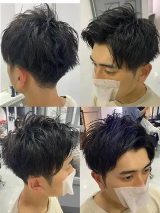 ショート カラー パーマ ヘアアレンジ メンズ 🔥メンズパーマ特 化🔥渡辺一翔🔥のヘアスタイル