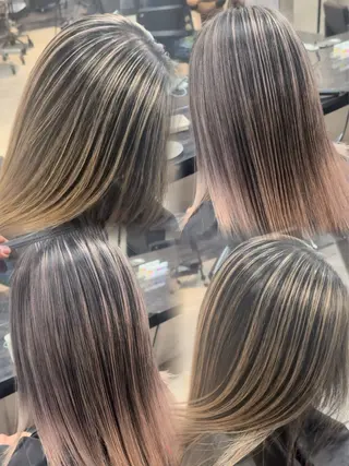 ロング カラー カナ：ホワイトカラー /ピンクカラー‎のヘアスタイル