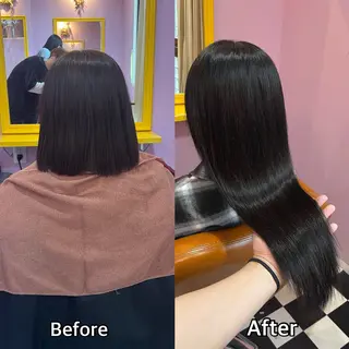 ロング シール＋ちび編み込み エクステ梅田🐨のヘアスタイル