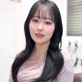 セミロング カラー パーマ suzuka/透明感 /顔周り/美髪矯正のヘアスタイル