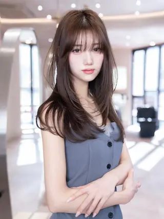 ロング カラー レイヤー/ベージュ ヒヨリ/渋谷のヘアスタイル