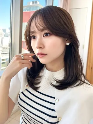 セミロング カラー 顔周り特化/韓国ヘア /レイヤー/吉野幸大のヘアスタイル