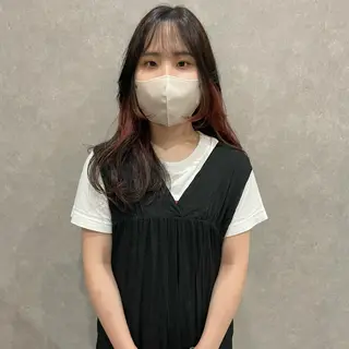 セミロング カラー はちすか るかのヘアスタイル