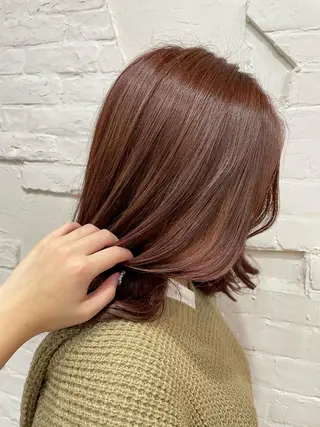 セミロング カラー ヘアアレンジ アイブロウ 【ピンク/韓国ヘア/ ヘアセット】亜海のヘアスタイル