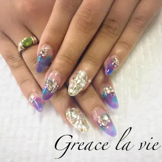 ロング カラー パーマ ヘアアレンジ キッズ ネイル マツエク・マツパ Greace la vie所属・Greace  la vieのネイルデザイン