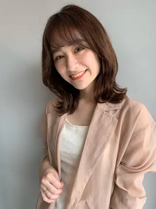 ミディアム カラー 透明感/オリーブ/ グレージュ/YUKAのヘアスタイル