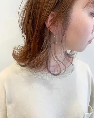 ミディアム カラー パーマ ヘアアレンジ 透明感color 🥣suzunaのヘアスタイル