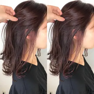 セミロング カラー 韓国レイヤーカット/ ダブルカラーのヘアスタイル