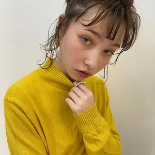 ミディアム カラー パーマ ヘアアレンジ メンズ ネイル マツエク・マツパ モリモト サナのヘアスタイル