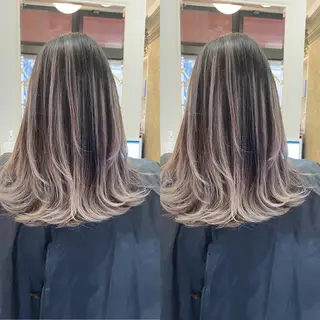 セミロング カラー yosuke 梅田/バレイヤージュのヘアスタイル